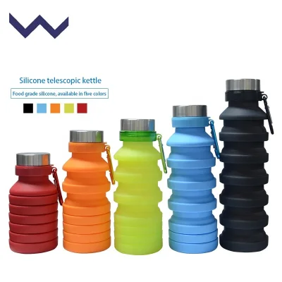 SG Stock Winningway BPA Free Collapsible Water Bottle Silicone Folding Water 550ML Carabinar Food Grade