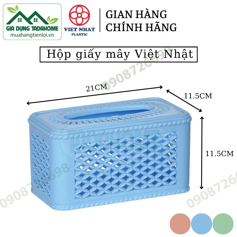 Hộp đựng giấy vuông to 2744, hộp đựng khăn giấy giả mây chữ nhật 2734 việt nhật - tadahome