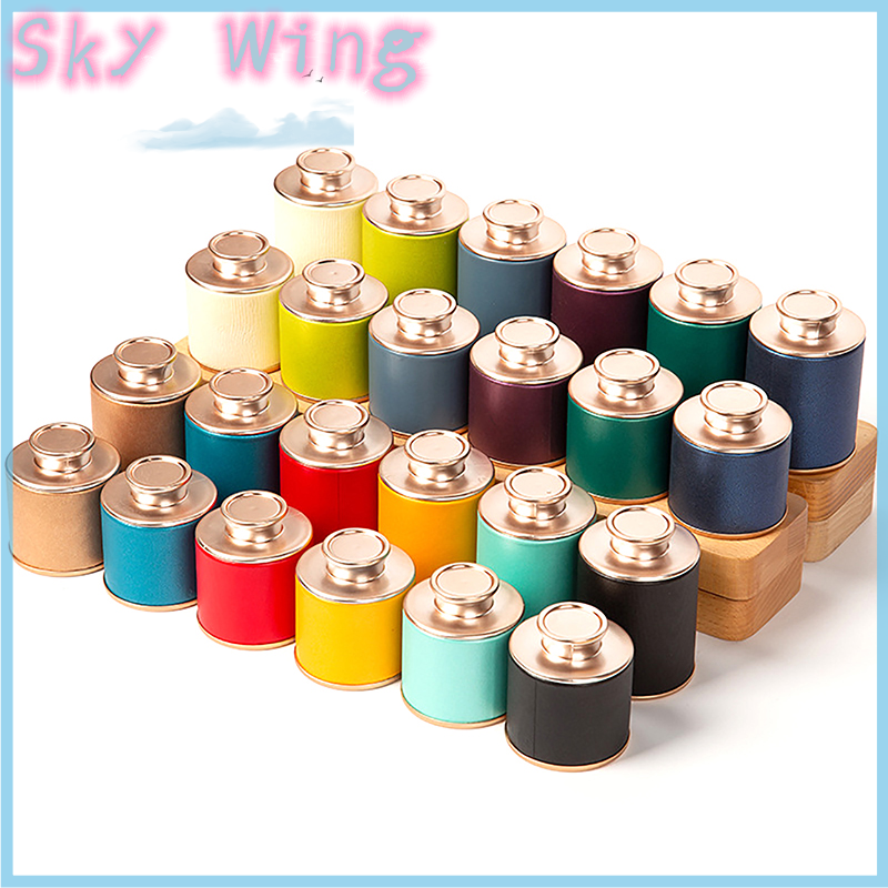 Sky Wing 1 cái hộp trà rỗng nhỏ màu trơn có thể màu xanh lá đen hộ gia đình lọ kín trà du lịch nhỏ gọn Hộp bao bì trà nhỏ có thể lưu trữ giấy