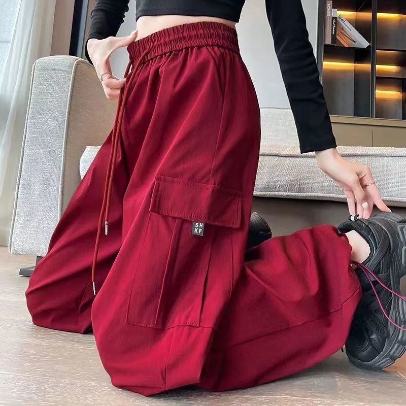 Kích thước lớn Quần Legging rộng Quần túi hộp cho nữ phụ nữ phong cách Hàn Quốc eo cao thường Loose Overalls