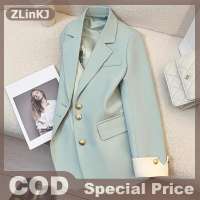 ZLinKJ สูทแจ็คเก็ตลำลองสำหรับผู้หญิงทำงานเสื้อเบลเซอร์กระดุมแถวเดียวเย็บปะติดที่สง่างาม