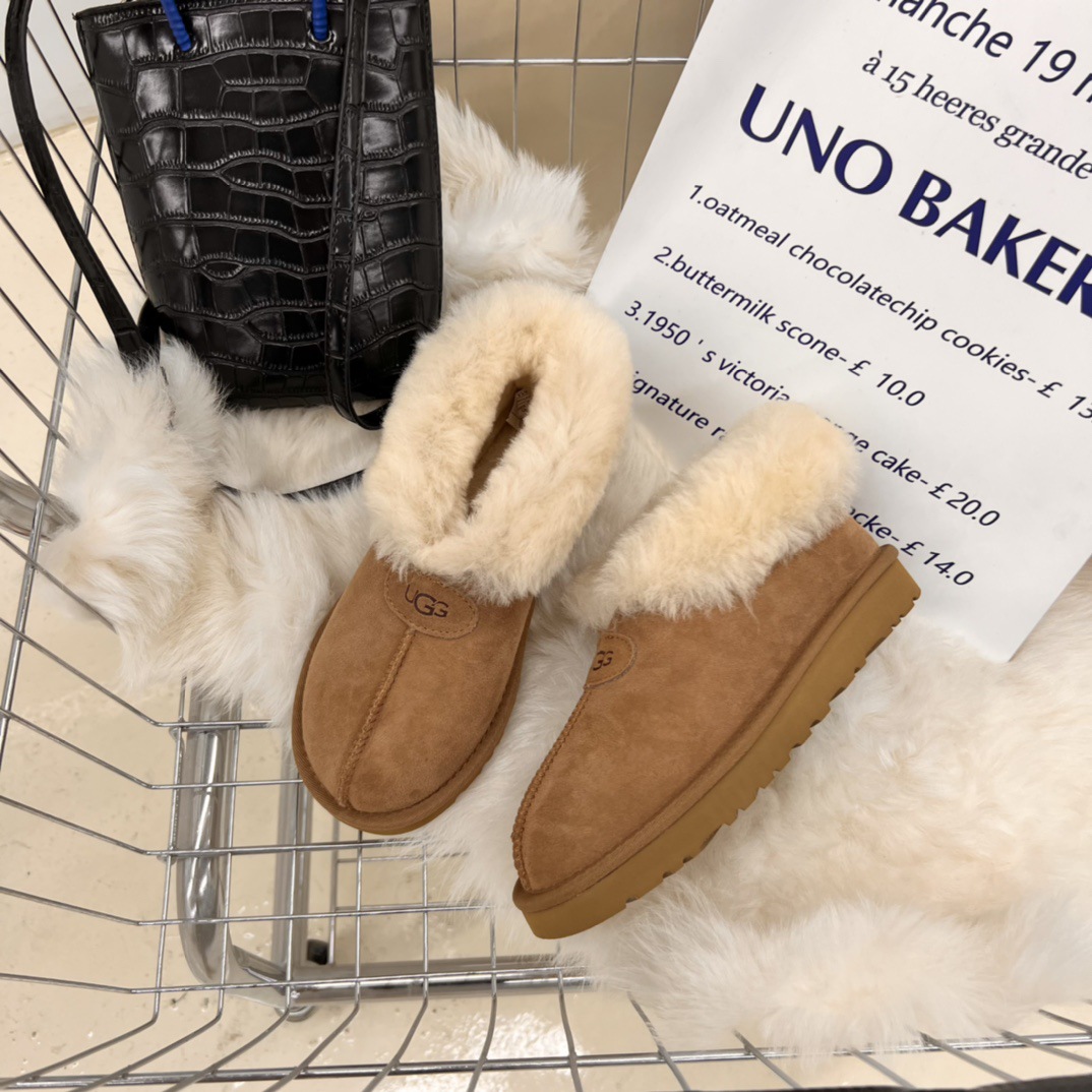 uggSnow boots women's + logo autumn and winter new sheepskin fur integrated mete eversion thickened warm non-slip short boots