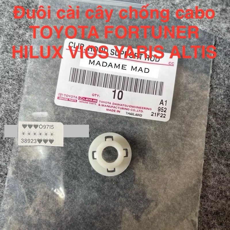Đuôi cài cây chống cabo TOYOTA FORTUNER HILUX VIOS YARIS ALTIS