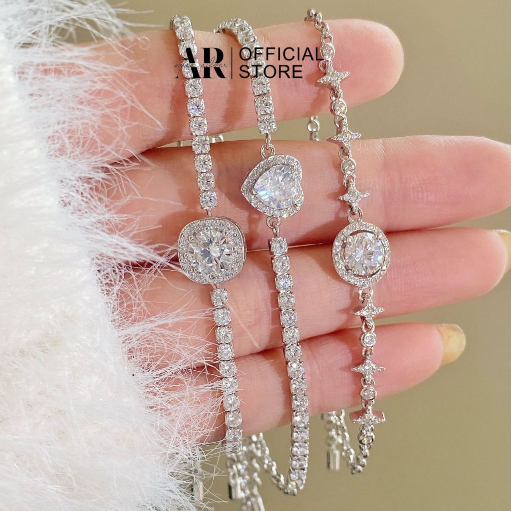 Lắc tay dây rút bạc 925 xi kim vòng tay Stella-Aura Silver-LT12