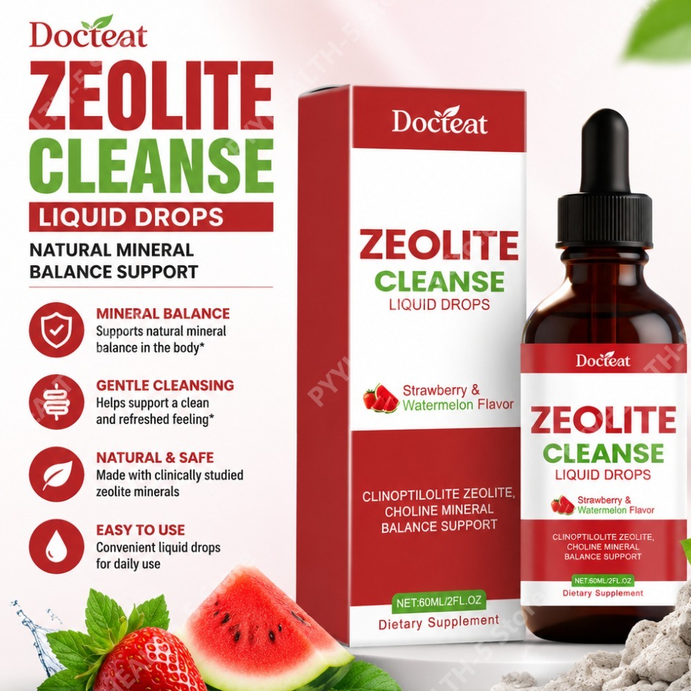 HOT Docteat Zeolite Liquid Drops Strawberry & Watermelon Flavor Dropper Design with Choline Bitartrate Vitamin C D3 B12 60ml Free shipping