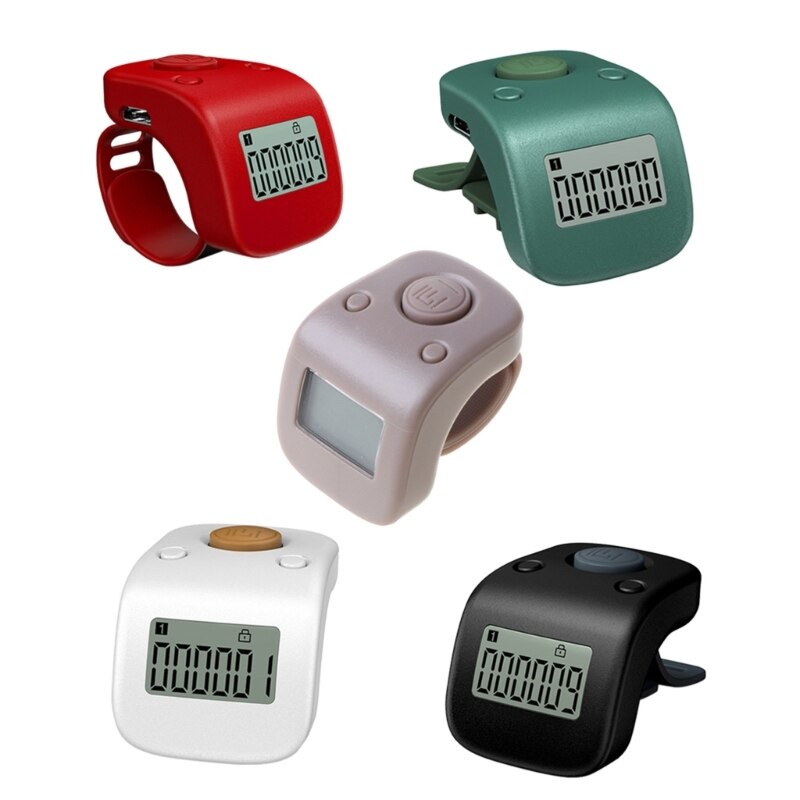 Có Thể Sạc Lại Kỹ Thuật Số nhẫn đeo ngón tay LCD kim điện tử máy kiểm đếm 6 Kênh Chữ Số hạt Phật Cầu Nguyện Im Lặng Truy Cập Clicker