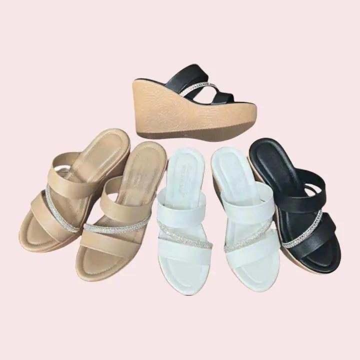 GIÀY DÉP NỮ - DÉP NỮ CAO GÓT - ĐẾ PU CAO 10CM- 2 QUAI PHỐI XOÀN ( 5102 )