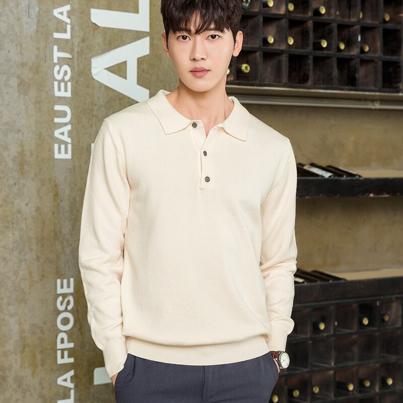 Mùa xuân và mùa thu nam Của Polo Áo Thun Người Đàn Ông Áo Len cashmere Áo len chui đầu dệt kim áo len cashmere Người Đàn Ông Jumper Áo Len Hàng Đầu