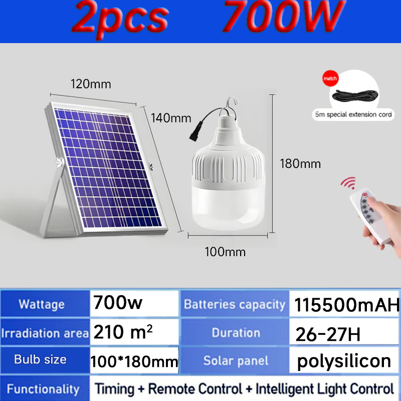 Gesh Solar Light Bulb Outdoor Waterproof LED Solar Light Buy 1 Take 1Indoor Light With Pannel