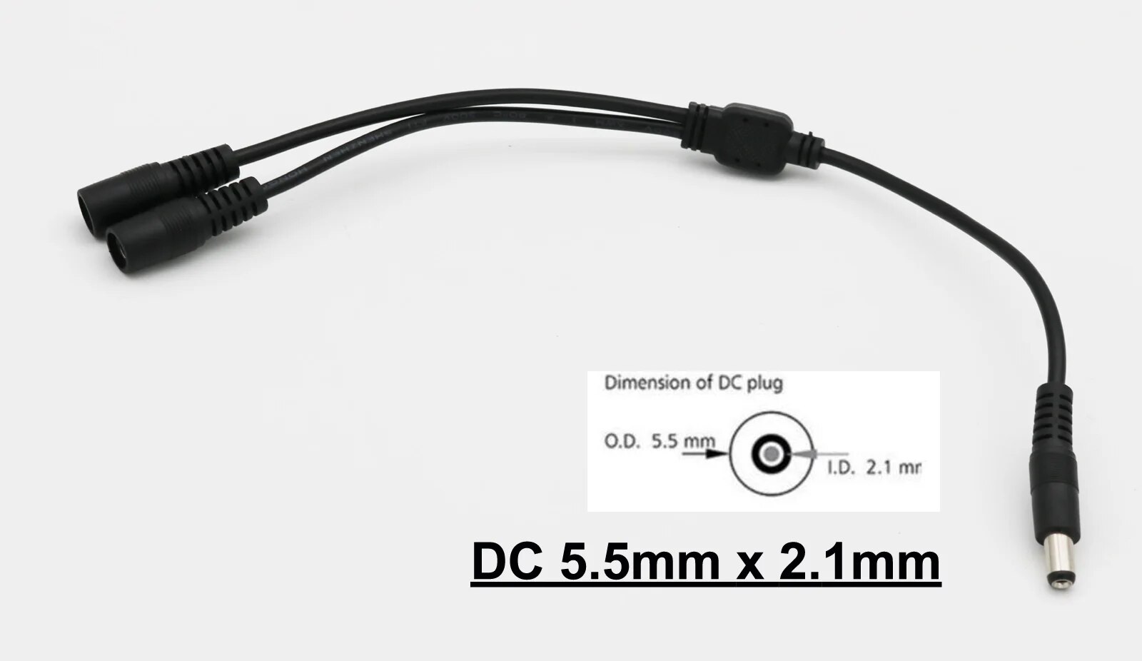 DC điện 1 nam đến 2 Nữ Cách Bộ chia tách quang chuyển tiếp mối nối Cáp đầu cắm 5.5mm x 2.1mm 5.5mm x 2.5mm 12V cho camera CCTV dải đèn LED