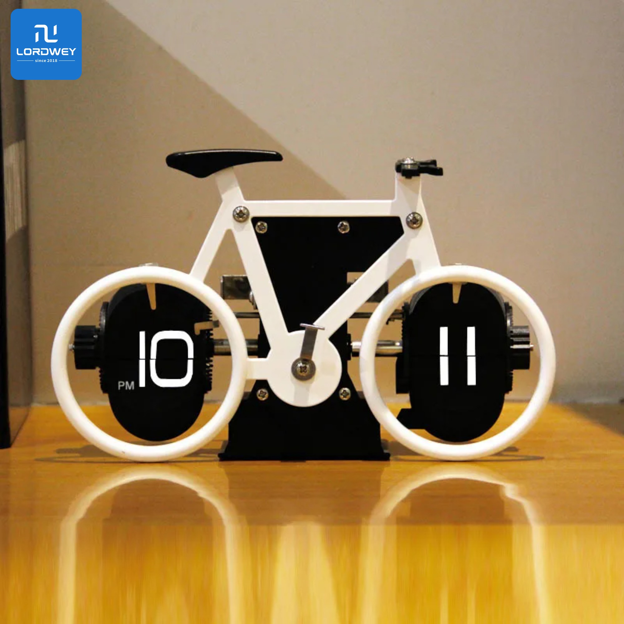 LORDWEY | Retro Bicycle Flip Desk Clock Mechanical Number Flipping Display Vintage Style Home Office Decor Clock ราคา 1,344 บาท*ส่งฟรี