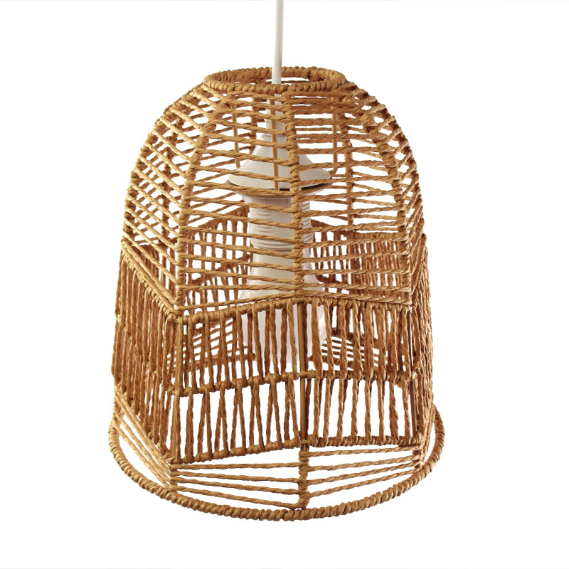 Nuoke Rustic Handmade Paper Rope Lamp Cover Woven Chandelier Lampshade