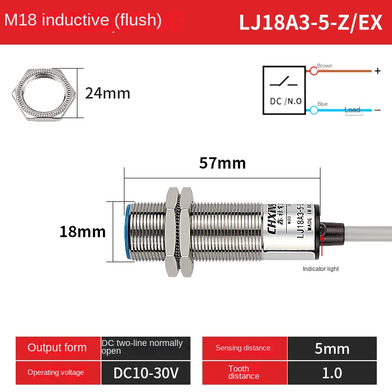 LJ18A3-5-Z/EX Cảm Biến Tiệm Cận Chxinshe | Tùy chọn LJ18A3-5 / LJ18A3-8 Công Tắc NPN/PNP NO NC M18 | Phát Hiện Kim Loại 5mm / 8mm