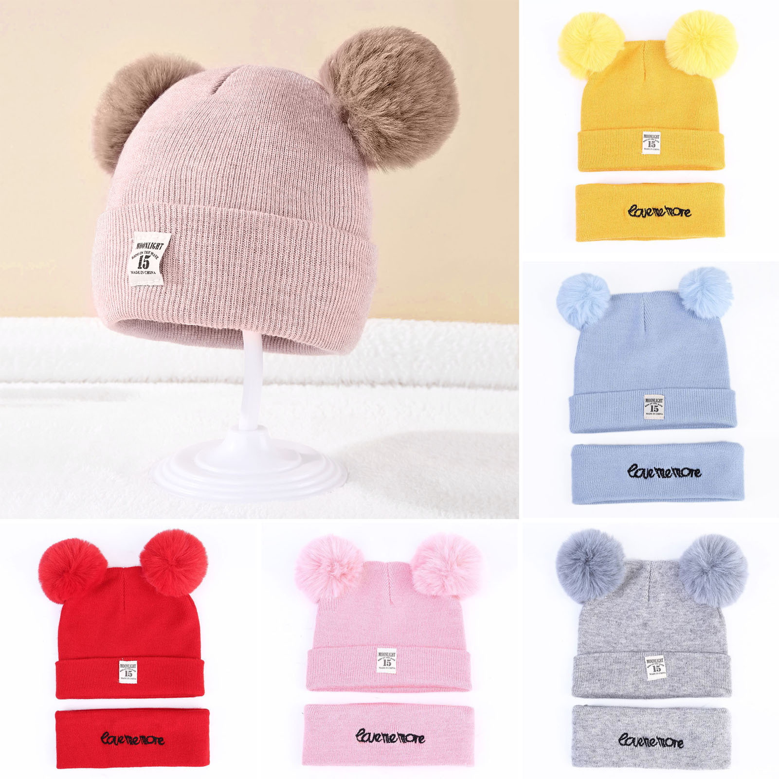 Newborn Baby Hat Toddler Hat Cozy Winter Knitted Beanie Hat with Scarf for