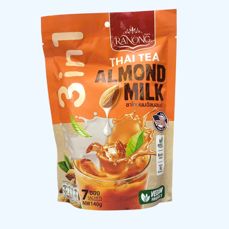 túi ĐỎ 140gr / 7 gói -- TRÀ SỮA HẠNH NHÂN THÁI ĐỎ RANONG TEA 3 in 1 Instant Thai Tea Mix With Almond Milk