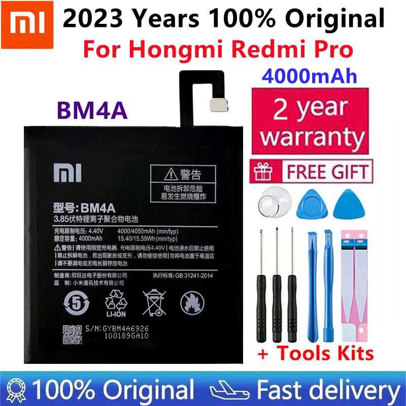 The Motor Zone Xiao Mi điện thoại 4000mAh BM4A điện thoại cho hongmi Redmi Pro công cụ