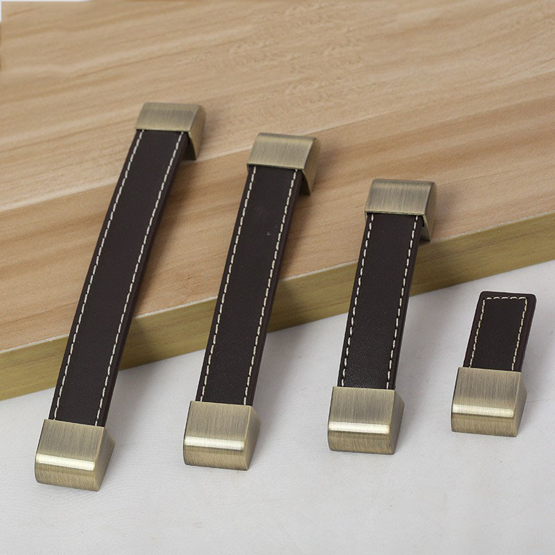 （ Hardware DD） Leather Pull Kitchen Cabinet Door Handle Leather Leather Pull Wardrobe Leather Pull Suitcase Handle Drawer Leather Pull Anti-Collision Simple and Stylish
