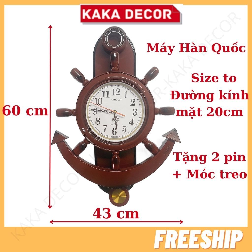Đồng hồ treo tường quả lắc mỏ neo size to máy siêu bền, đồng hồ trang trí decor phòng khách phòng ngủ phong thủy tài lộc