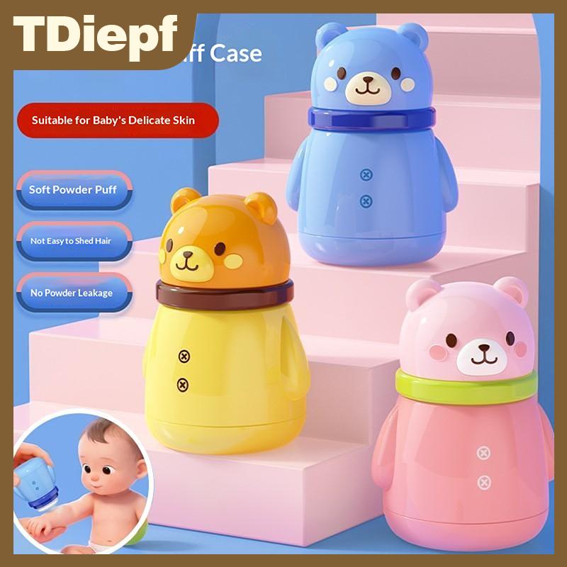 TDiepf 1pcs bé gấu Puff hộp thích hợp cho trẻ em dễ thương phim hoạt hình Bột Talc gai nhiệt bột lưu trữ di động hộp cho du lịch
