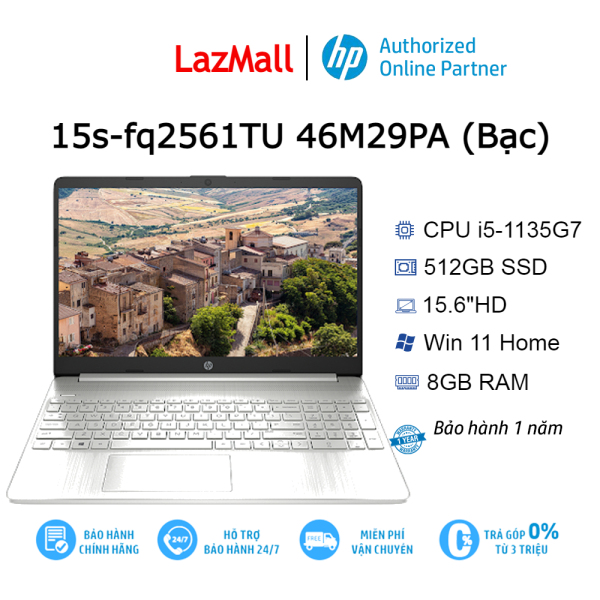 Laptop HP 15s-fq2561TU 46M29PA i5-1135G7| 8GB| 512GB| OB| 15.6HD| Win 11 (Bạc)