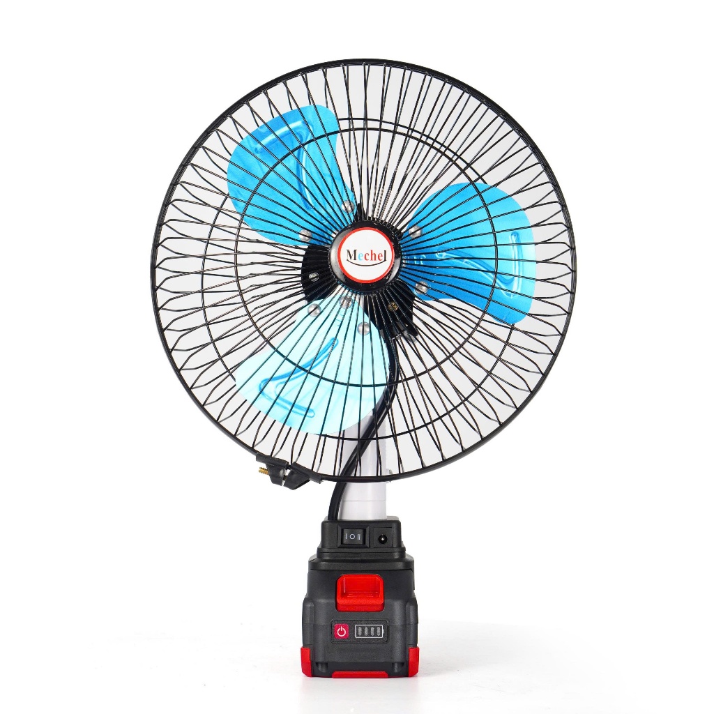 Quạt Tích Điện Siêu Mạnh BẢN TO Thép Không Gỉ 26cm (11inch) – Dùng Pin 10/15/20 Cell – 2 Sạc Cổng US