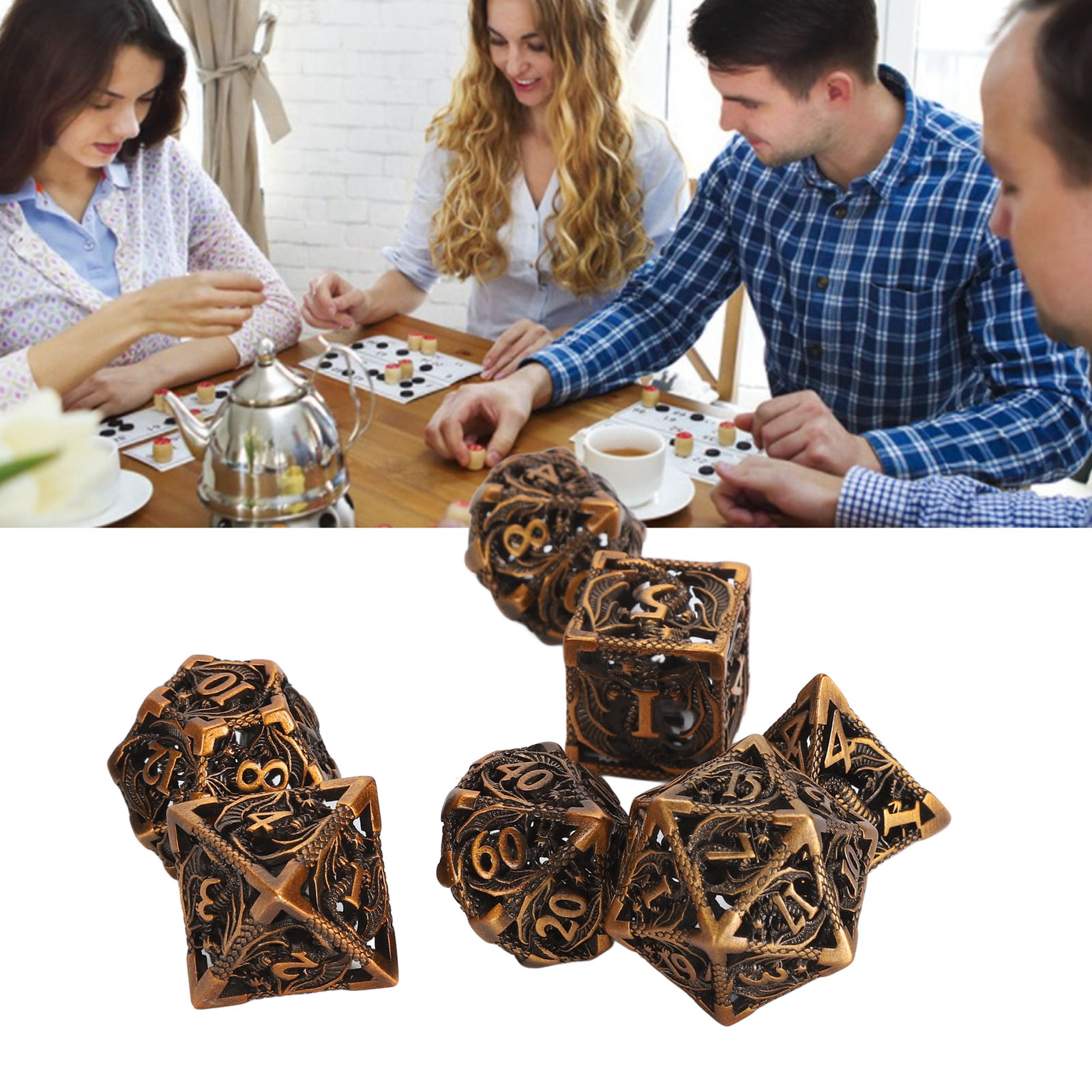 Dices xúc xắc kim loại rõ ràng số đồng cho bộ sưu tập