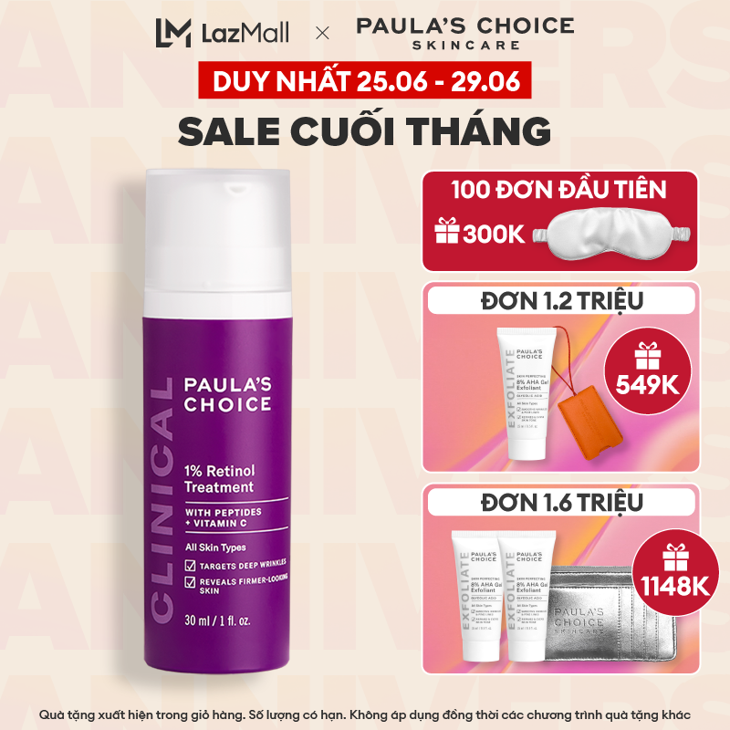 Tinh chất làm mờ nám và nếp nhăn Paula’s Choice Clinical 1% Retinol Treatment 30ml 8010