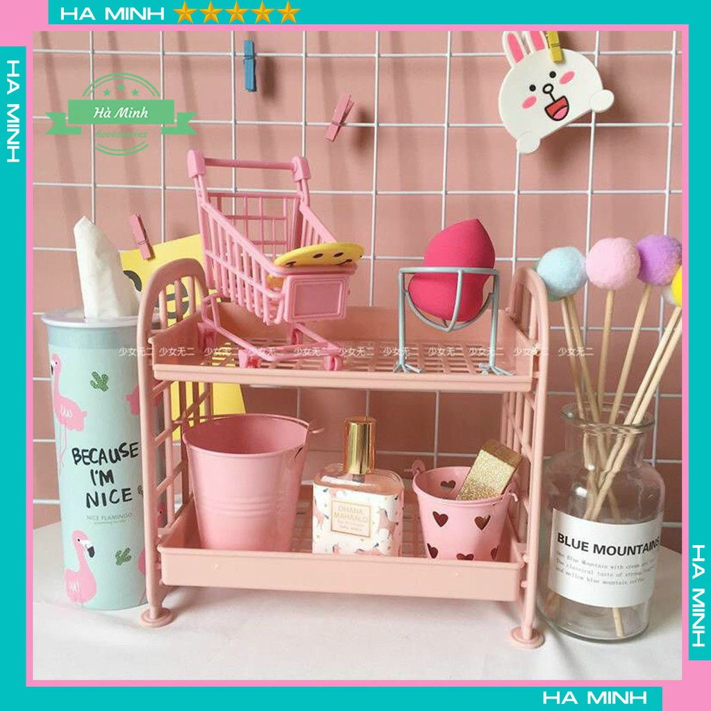 Kệ nhựa mini để bàn 2 tầng ulzzang - kệ nhựa tiện lợi
