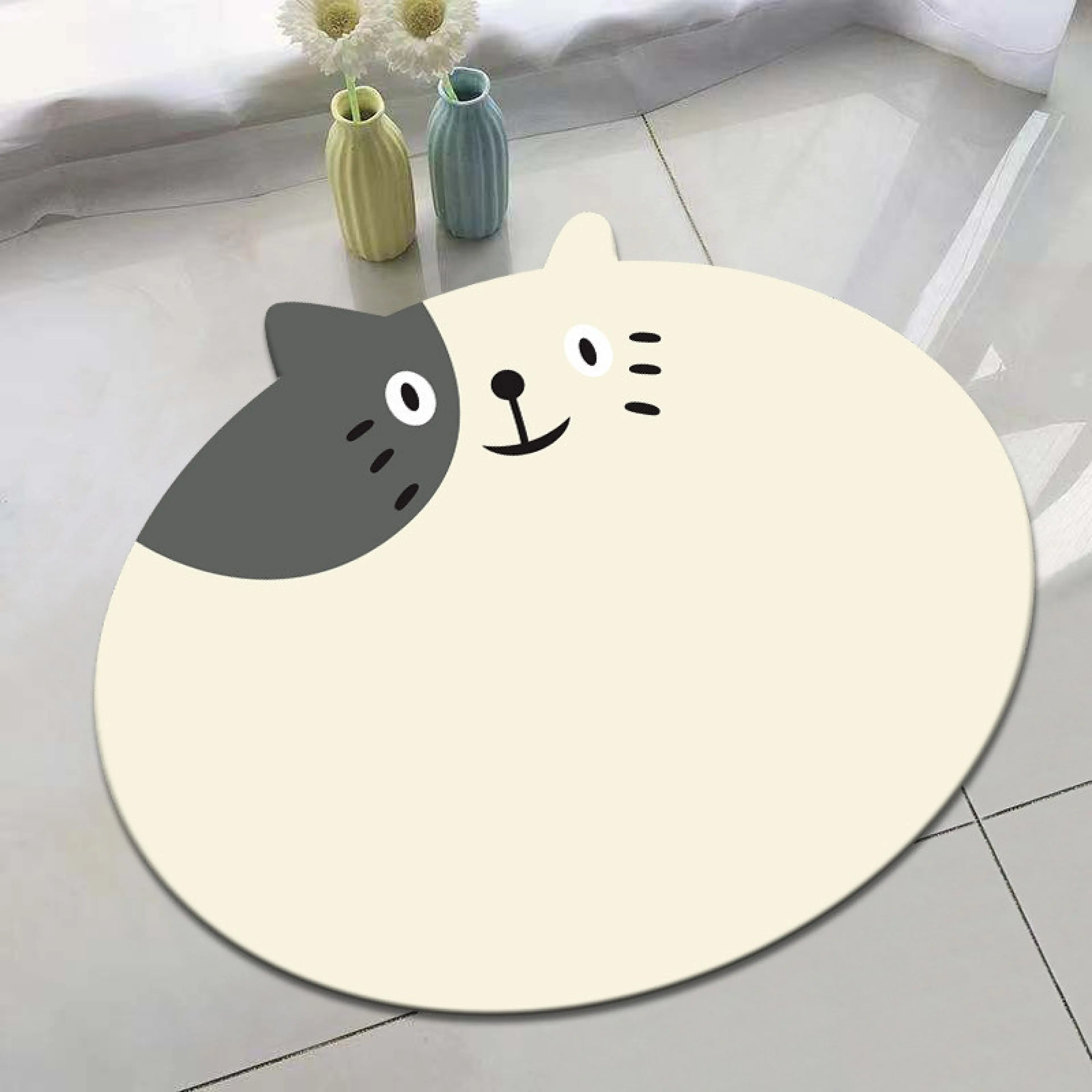 Bathroom floor mat, non-slip rubber floor mat, doormat, non-slip mat, soft, excellent absorption, quick drying, non-slip, cartoon pattern