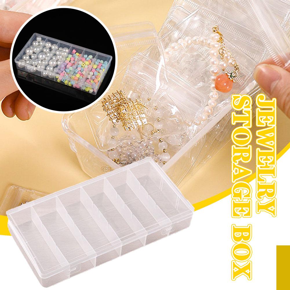Jewelry Storage Box Rectangle 6 Grid Fruit Fork Storage Storage Box Box Plastic G7R7