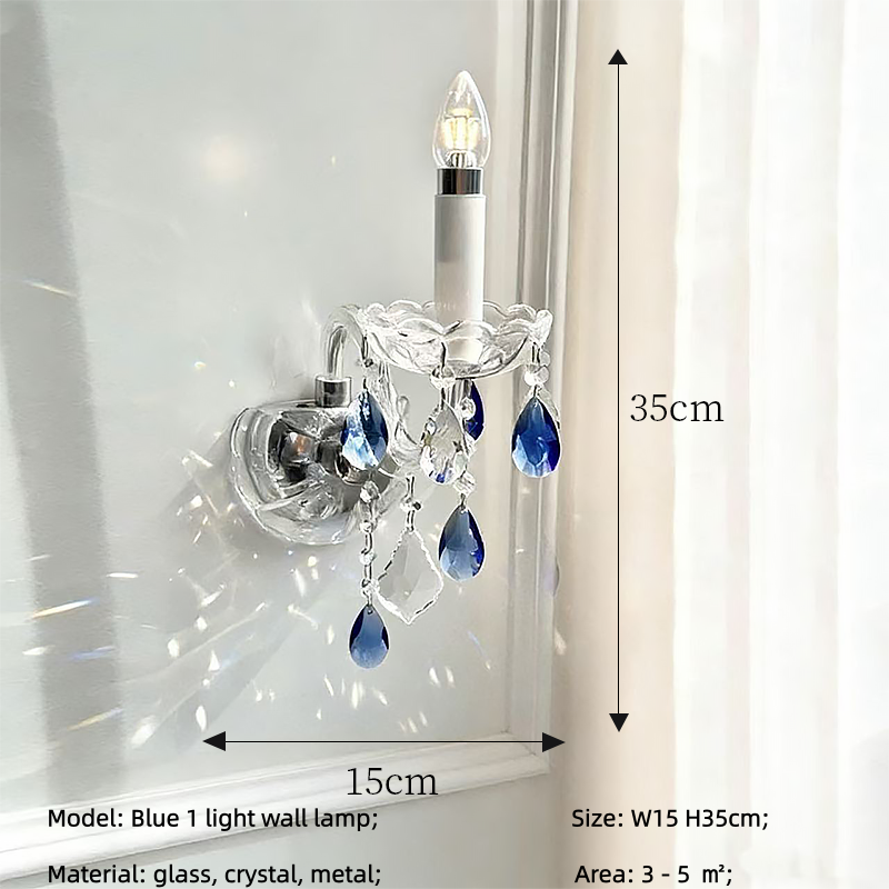 Phube 2 Lights Crystal Wall Sconce Pink Blue Teal Crystal Pendant Wall Lamp Chrome Frame Luxury Decor Light for Hotel Corridor Living Room