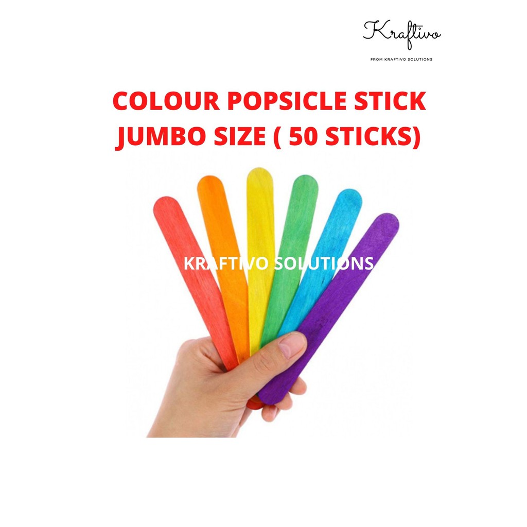 [ FC 1204 ] 50S JUMBO ASSORTED COLOUR POPSICLE ICE CREAM STICK/ BATANG AIS KRIM / ART & CRAFT / DIY EDUCATIONAL PRODUCT