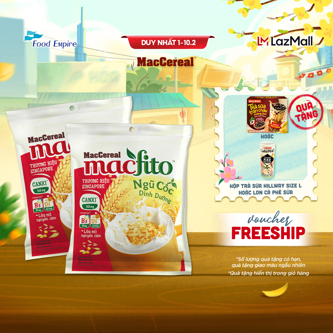 Combo 2 túi Bột Ngũ Cốc Dinh Dưỡng Canxi Nhiều Chất Xơ  - MacFito (túi 20 gói x 28g)