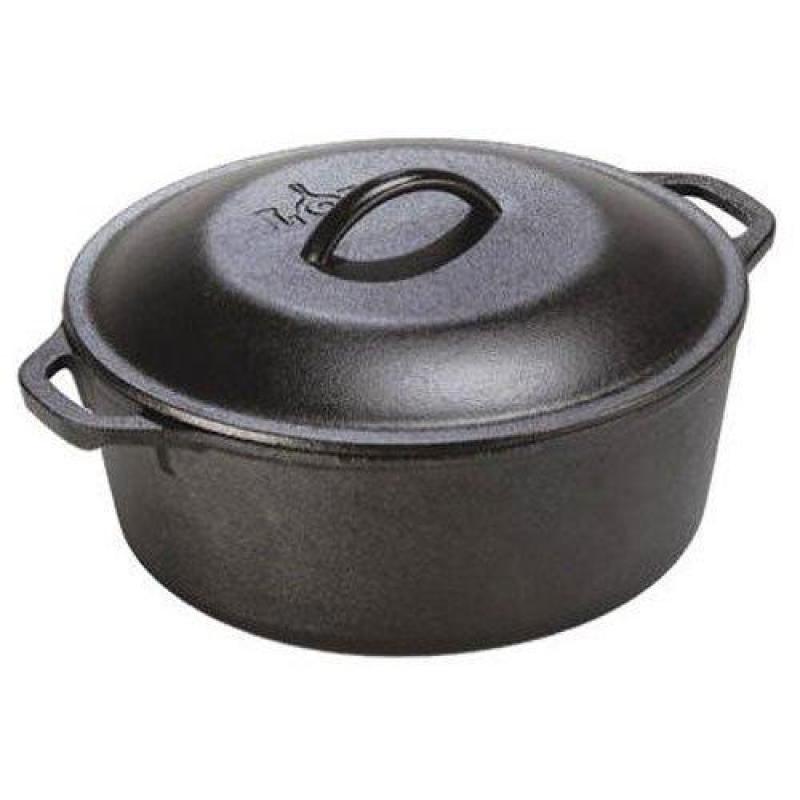Lodge 5 Quart Cast Iron Dutch Oven. Pre-Seasoned Pot with Lid and Dual Loop Handle Singapore