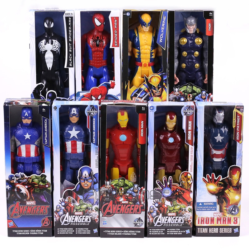 Anh Hùng Titan Loạt Đội Trưởng Mỹ Thor người sắt người nhện Logan Nọc Độc Carnage PVC Mô hình nhân vật Trẻ Em Đồ Chơi Quà Tặng 12Inch 30Cm trò chơi video Nhân Vật