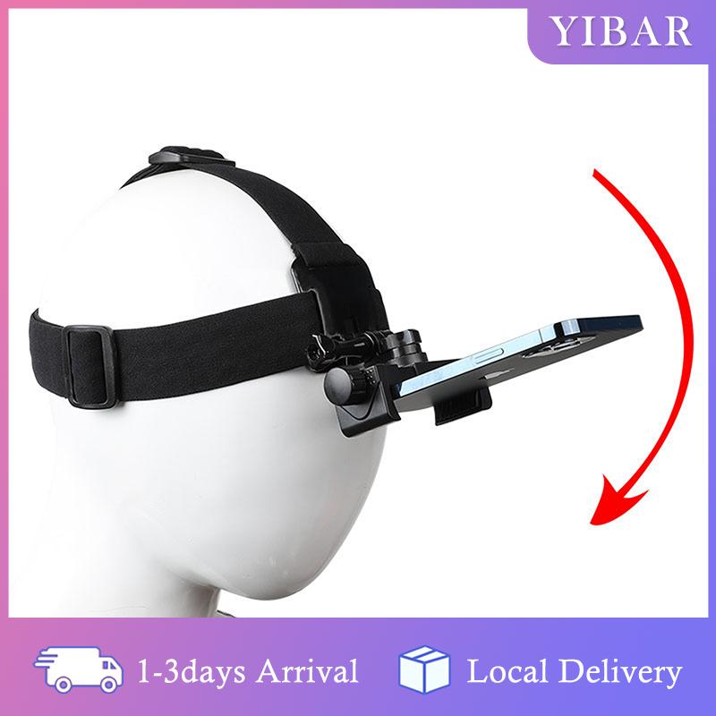 【YIBAR】 Khung Headband gắn đầu có thể điều chỉnh phát sóng trực tiếp người giữ điện thoại di động góc nhìn người thứ nhất khung cố định Quà Tặng
