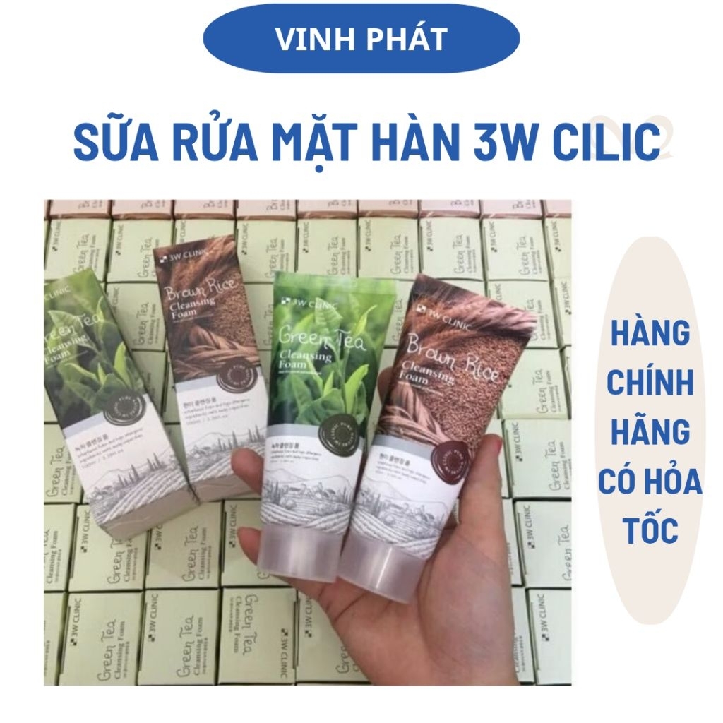 Sữa rửa 3W Clinic Green Tea + Brown Rice Foam Cleansing