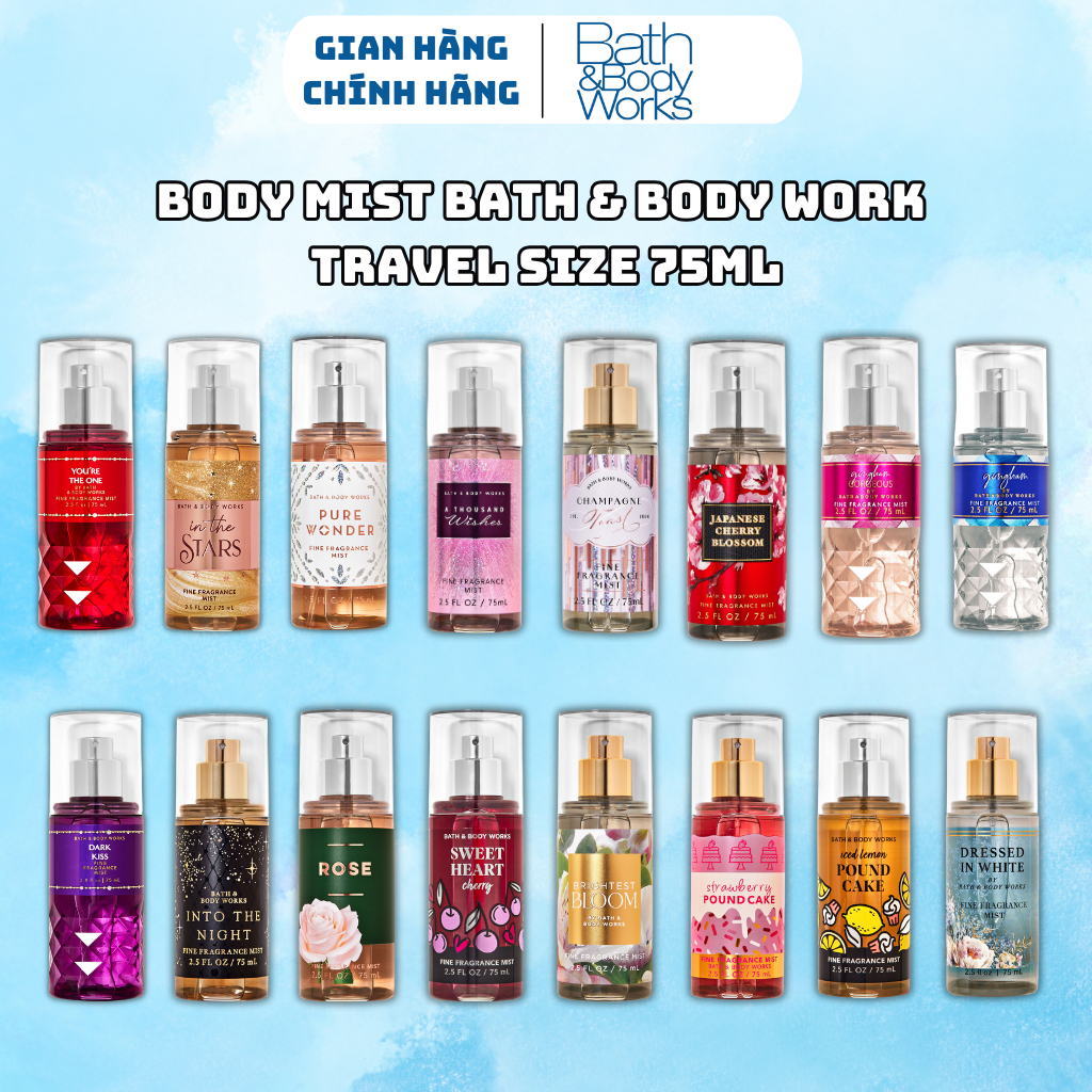  Body Mist Bath And Body Works Nam Nữ Chính Hãng Xịt Thơm Body Toàn Thân Bath And Body Works Hương Nước Hoa 75ml 