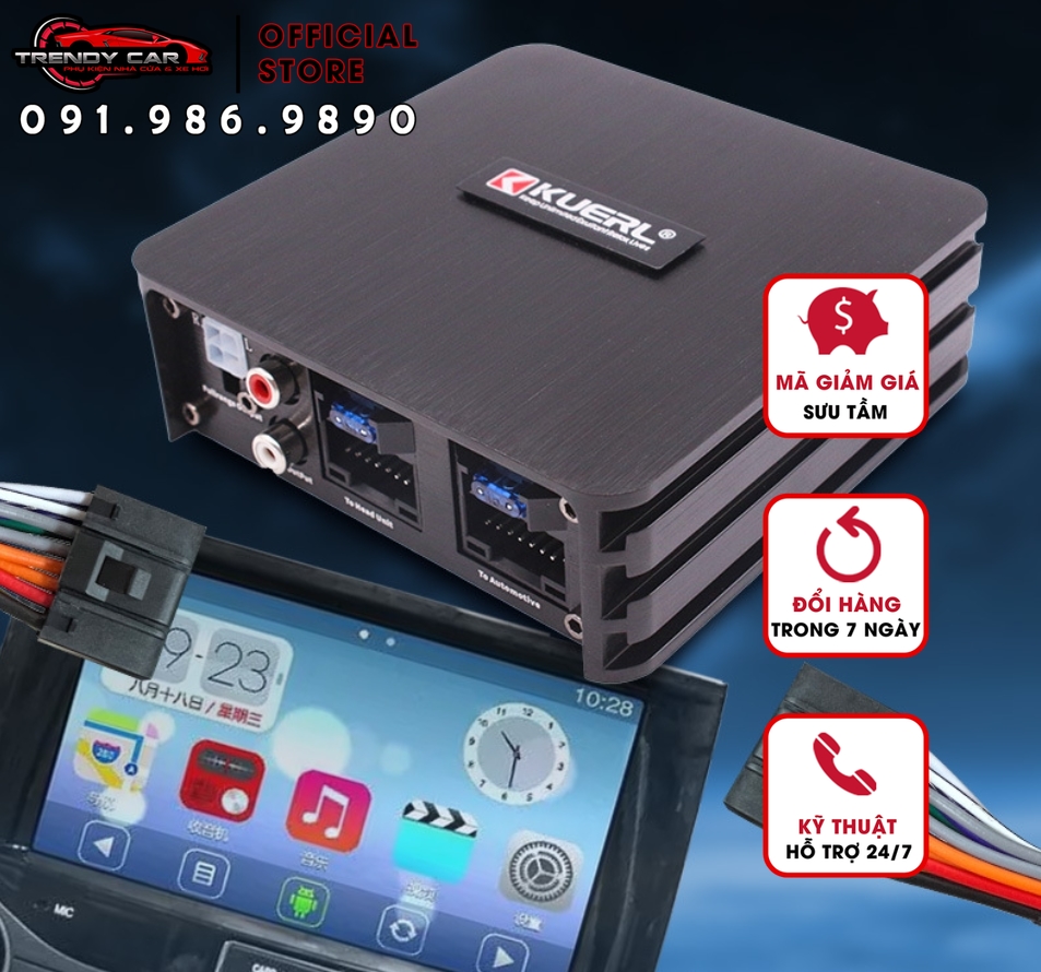 Amply dsp kuerl k dsp công suất 8x60w 8 kênh âm thanh dsp bộ khuếch đại âm thanh kèm amply 8 kênh dành cho màn android ô tô cắm dắc zin kuerl