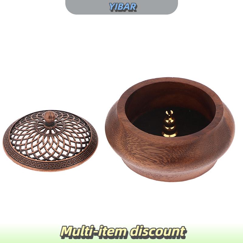 YIBAR เครื่องเผาธูปไม้วอลนัททรงกลมสไตล์เรโทร1ชิ้นเครื่องหอมระดับไฮเอนด์สำหรับบ้านในร่ม ราคา 167 บาท*ส่งฟรี