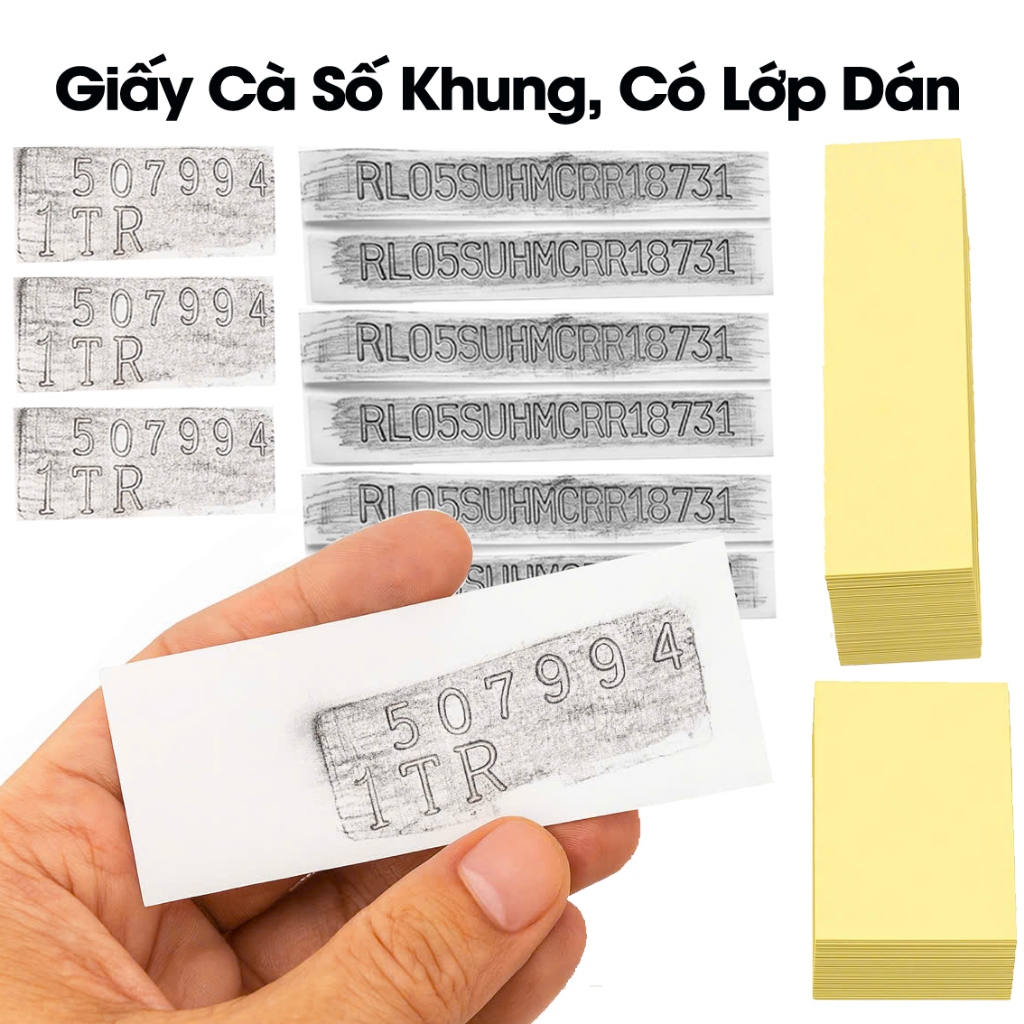 20 Bộ Giấy Cà Số Khung Số Máy Ô Tô Xe Máy | Cắt Sẵn Tiện Dùng | Cắt Sẵn Thành Bộ, Dễ Dùng Cho Thợ – 20 Bộ/Gói