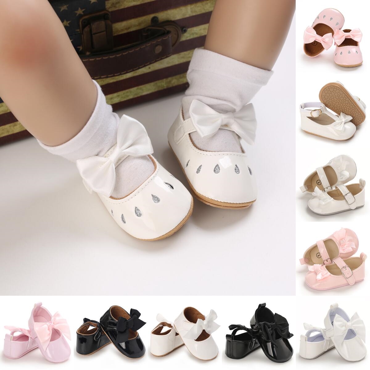【Hot qiiooahkty 524 】✾™Thời trang trẻ sơ sinh lễ Rửa Tội Giày đi bộ thanh lịch da công chúa giày mềm thoải mái đế cao su Giày đi bộ chống trượt