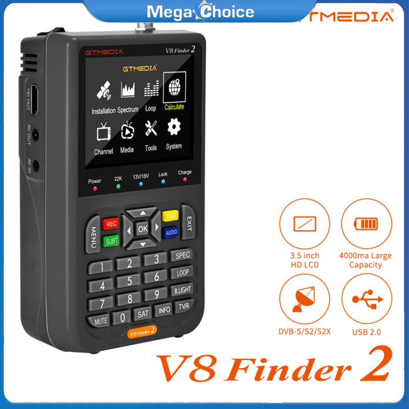 MegaChoice【100%Original】V8 Finder2 Meter Satellite Signal Finder Dvb-s2x/s2/s Wifi 2.4g Digital 1080p Hd Star Finder Compatible For Youtube ราคา 1,706 บาท*ส่งฟรี