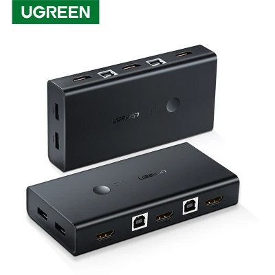 UGREEN USB HDMI KVM Switch 4K Ultra HD HDMI Switcher Box and VGA to USB KVM Splitter for Sharing Monitor Printer Keyboard Mouse