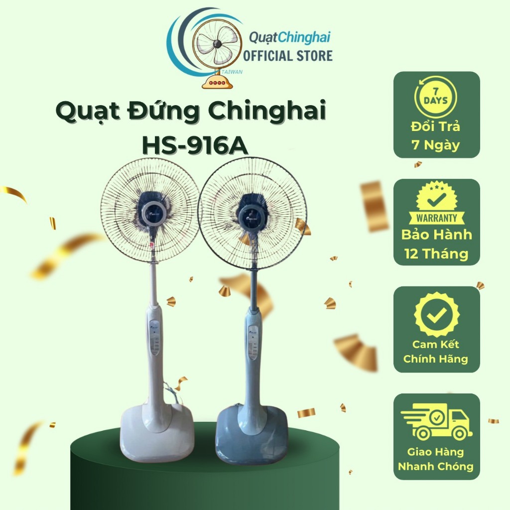 Quạt đứng Ching Hai HS916A (Có Điều Khiển), Công suất 50W, Sải Cánh 40cm, Bảo Hành 12 Tháng Chính Hãng