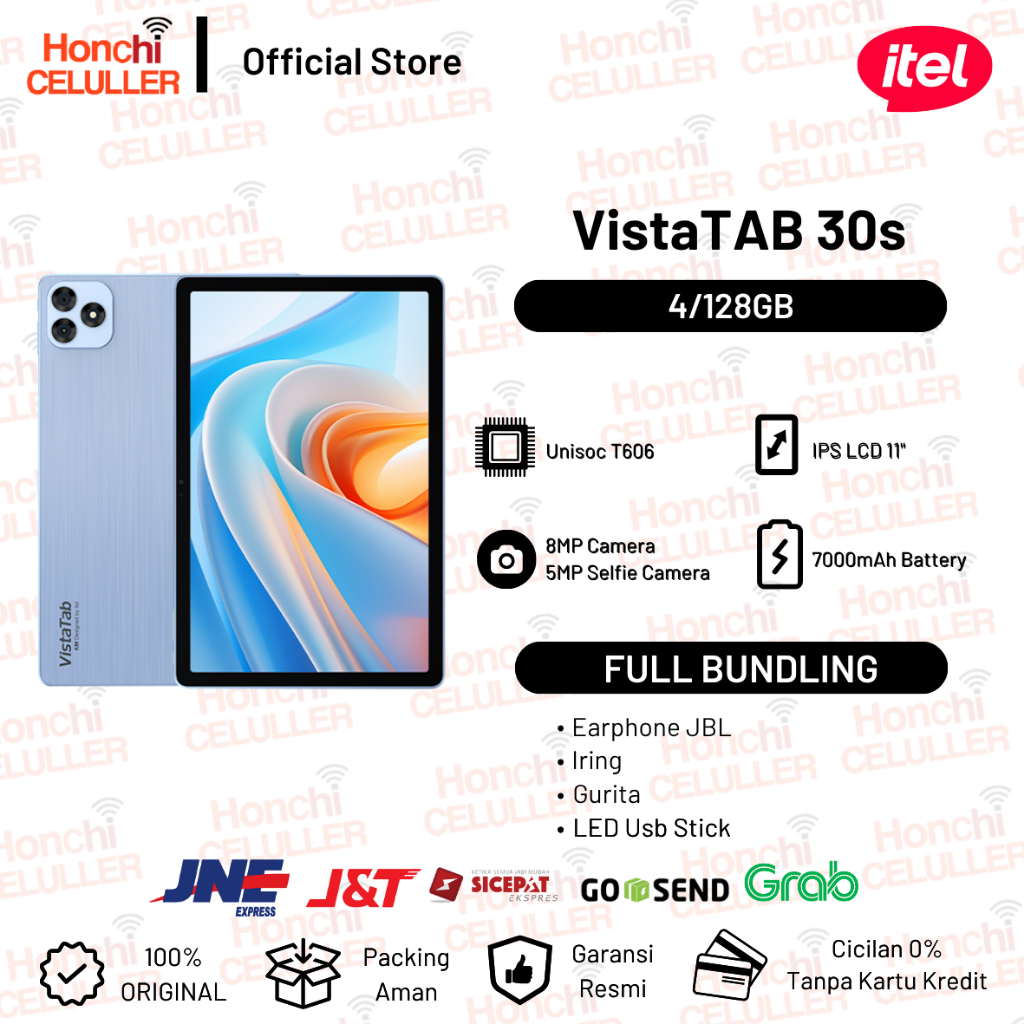 itel VistaTab 30S 4/128GB Tablet / Pad - Baterai 7000mAh | Super Tipis 7mm | Layar 11” FHD+ | Helio G88 Garansi Resmi itel Indonesia Giá 3,449,000 Đồng*Miễn phí vận chuyển