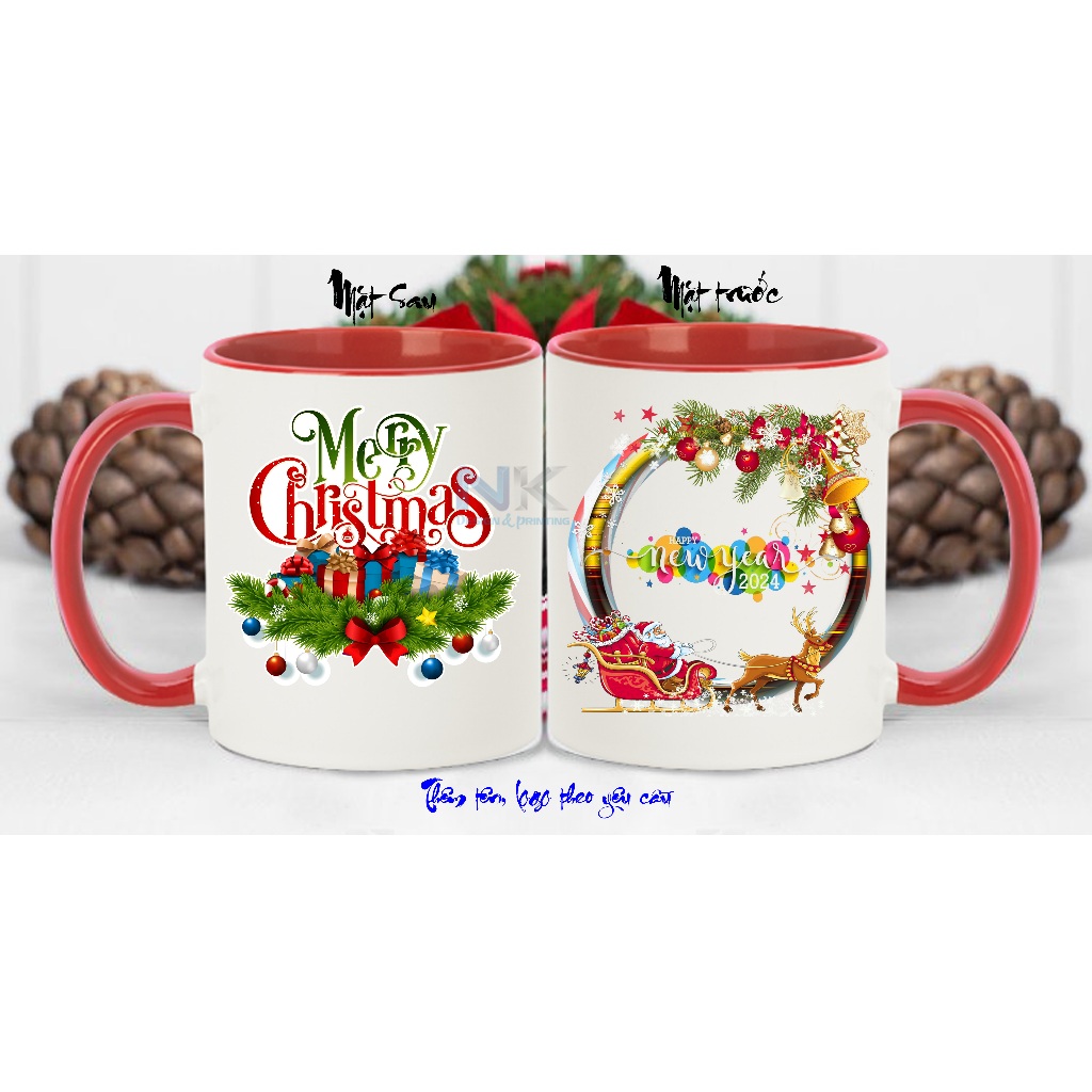 Ly sứ, cốc sứ giáng sinh, noel freeship in ly theo yêu cầu, quà tặng giáng sinh, merry chrismas, cốc noel