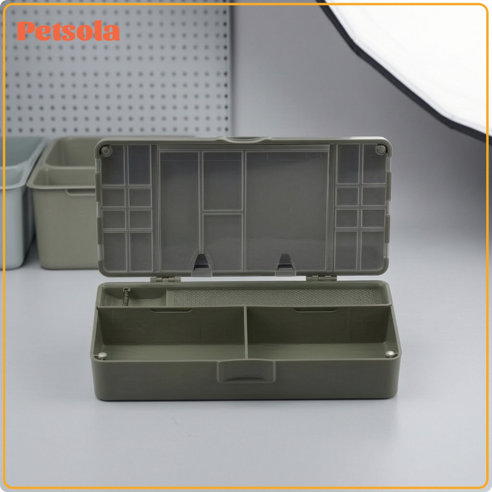 petsola Olive Green Measuring Tackle Box Portable Fishing Gear Organizer Easy to Clean Divided Storage Container Transparent Design ราคา 3,220 บาท*ส่งฟรี