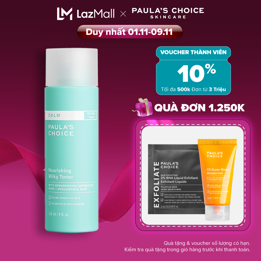 Nước cân bằng dịu nhẹ cho da nhạy cảm Paula's Choice Calm Nourishing Milky Toner 118ml 9230