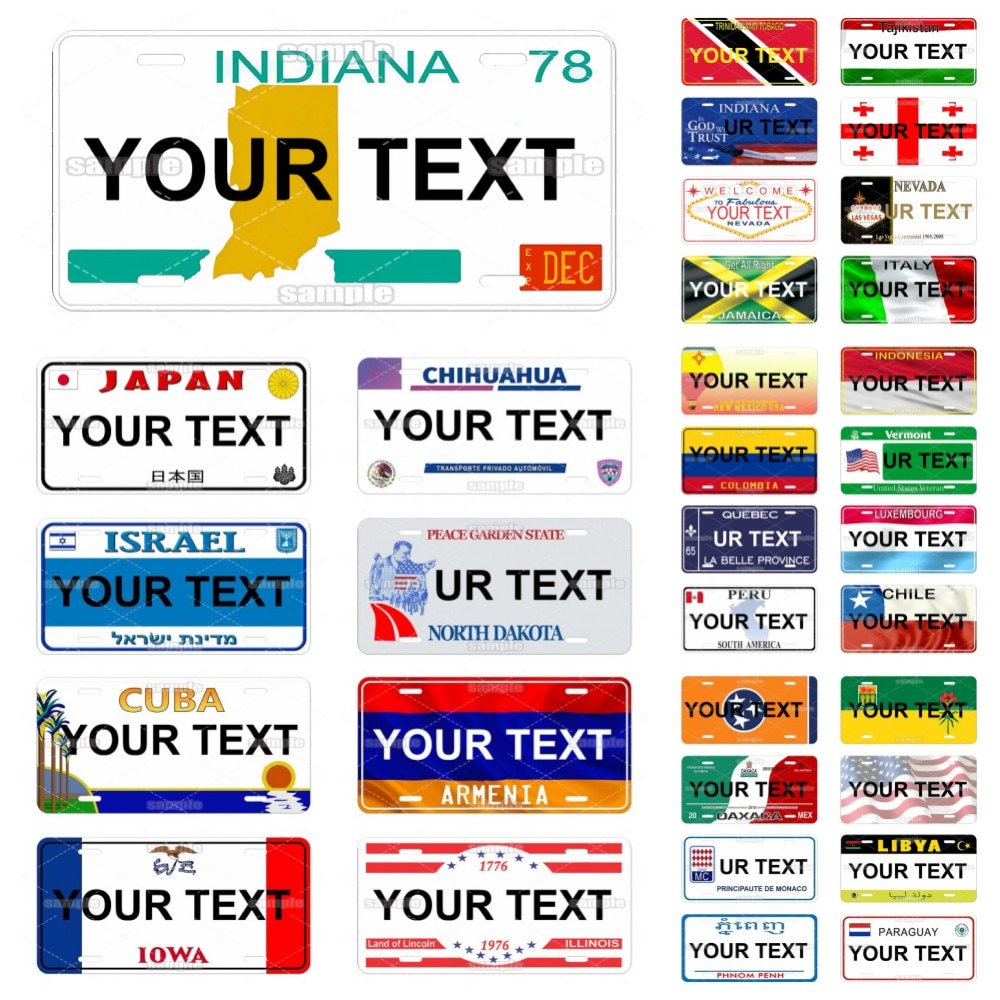 【High Cost-Performance】 Custom Country Flag Tin Sign Plaque Chile Japan American Customized Car Lice